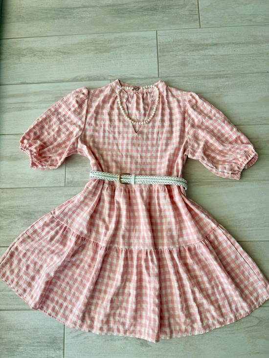 Dresses & Skirts - 🌸 Pink Gingham Tiered Mini Dress — Cottagecore Dream! Size M, Cotton